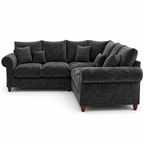 NICOLE 5 Seater Corner Crush Velvet Dark Grey Sofa - Detailed Angle View 2