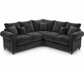 NICOLE 5 Seater Corner Crush Velvet Dark Grey Sofa - Luxury UK Living Room Showcase
