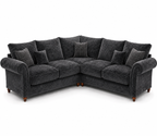 NICOLE 5 Seater Corner Crush Velvet Dark Grey Sofa - Luxury UK Living Room Showcase