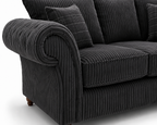 NICOLE 5 Seater Corner Jumbo Cord Dark Grey Sofa - Detailed Angle View 3