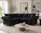 NICOLE 5 Seater Corner Jumbo Cord Dark Grey Sofa - Detailed Angle View 4