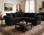 NICOLE 5 Seater Corner Jumbo Cord Dark Grey Sofa - Detailed Angle View 5
