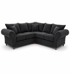 NICOLE 5 Seater Corner Jumbo Cord Dark Grey Sofa - Luxury UK Living Room Showcase