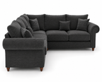 NICOLE 5 Seater Corner Naples & Kensington Dark Grey Sofa - Detailed Angle View 2