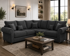 NICOLE 5 Seater Corner Naples & Kensington Dark Grey Sofa - Detailed Angle View 4