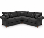 NICOLE 5 Seater Corner Naples & Kensington Dark Grey Sofa - Luxury UK Living Room Showcase