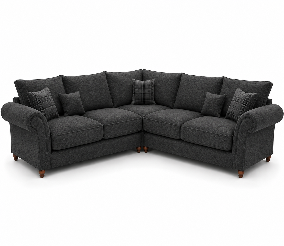 NICOLE 5 Seater Corner Naples & Kensington Dark Grey Sofa - Luxury UK Living Room Showcase