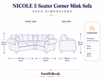 Nicole 5 Seater Corner Naples & Kensington Mink Sofa - Detailed Angle View 6