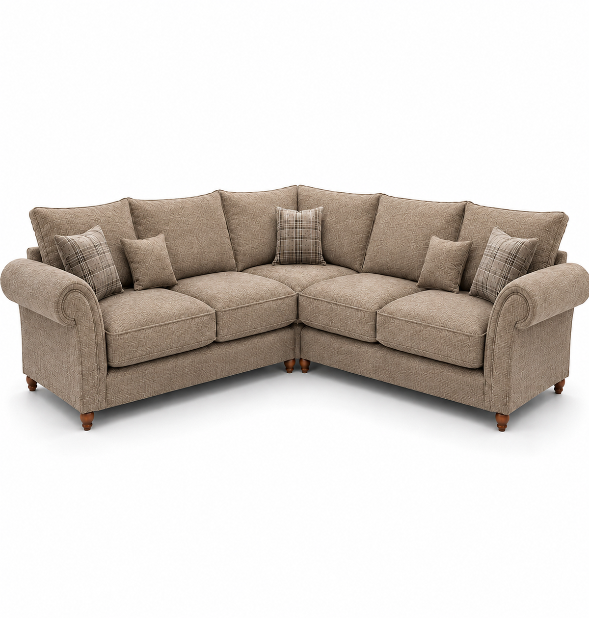 Nicole 5 Seater Corner Naples & Kensington Mink Sofa - Luxury UK Living Room Showcase