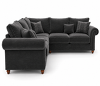 NICOLE 5 Seater Corner Plush Velvet Dark Grey Sofa - Detailed Angle View 2