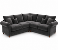 NICOLE 5 Seater Corner Plush Velvet Dark Grey Sofa - Luxury UK Living Room Showcase