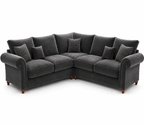 NICOLE 5 Seater Corner Plush Velvet Dark Grey Sofa - Luxury UK Living Room Showcase