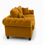 Nicole 3 Seater Plush Velvet Mustard Sofa - Detailed Angle View 2