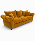 Nicole 3 Seater Plush Velvet Mustard Sofa - Luxury UK Living Room Showcase