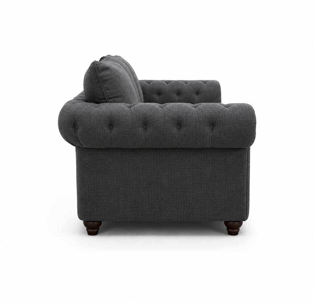 Nicole 3+2 Seater Naples & Kensington Dark Grey Sofa - Detailed Angle View 2