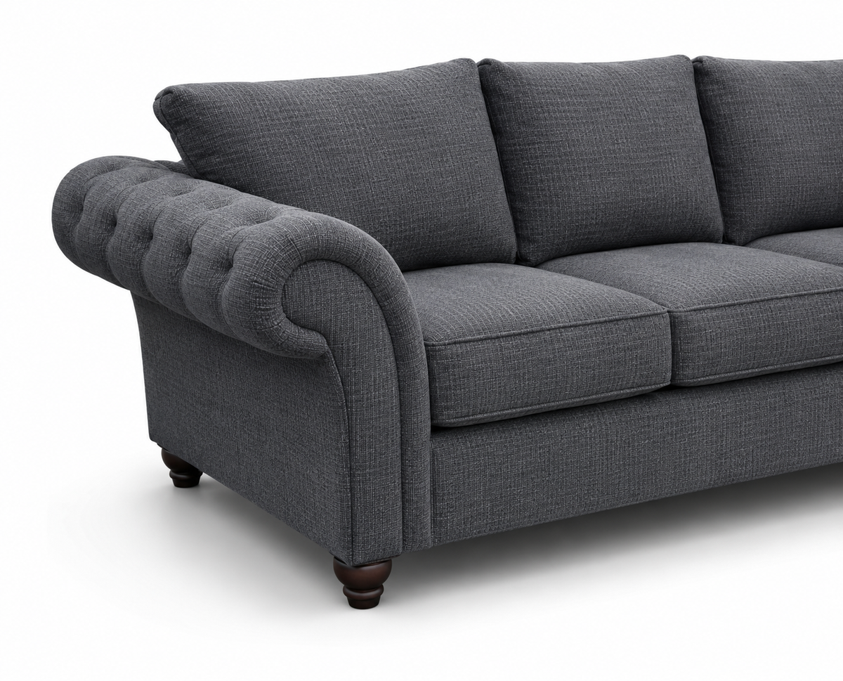 Nicole 3+2 Seater Naples & Kensington Dark Grey Sofa - Detailed Angle View 3
