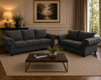 Nicole 3+2 Seater Naples & Kensington Dark Grey Sofa - Detailed Angle View 4