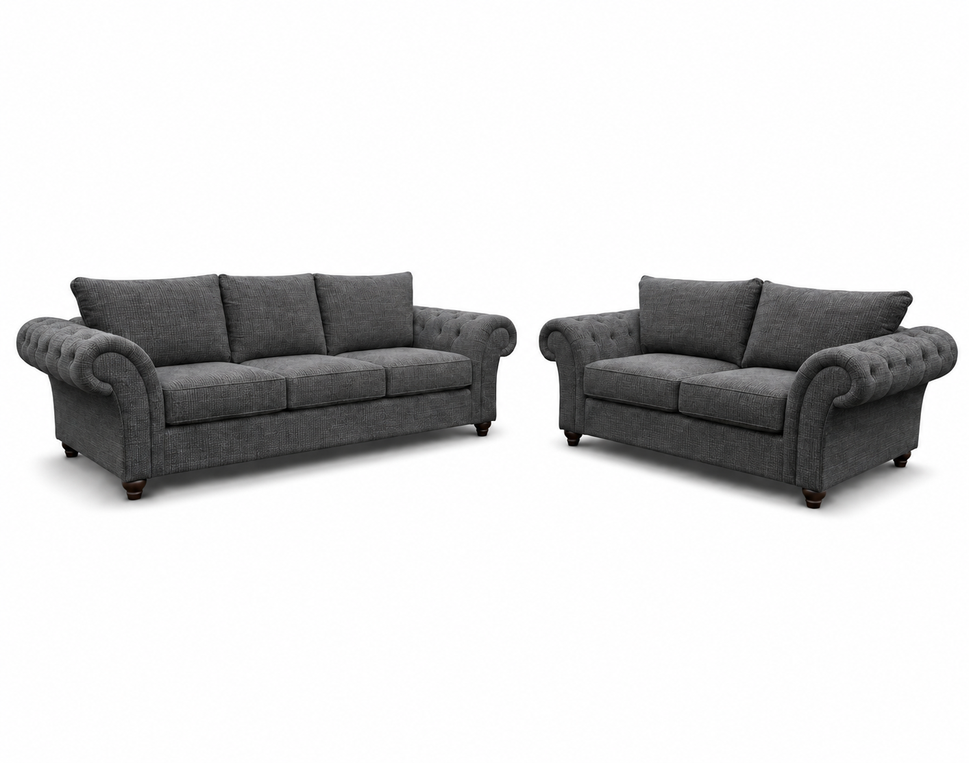 Nicole 3+2 Seater Naples & Kensington Dark Grey Sofa - Luxury UK Living Room Showcase