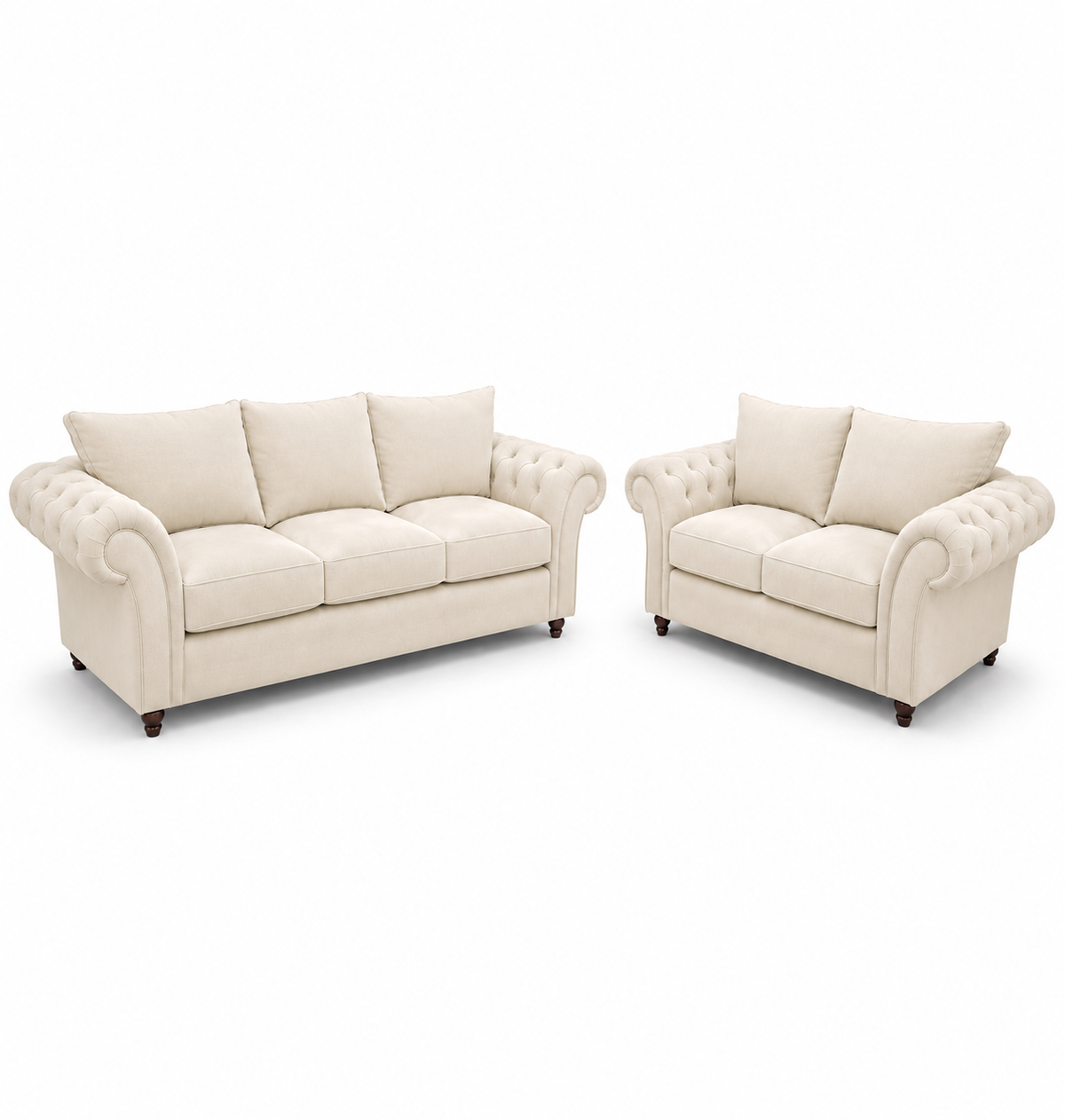 Nicole 3+2 Seater Plush Velvet Cream Sofa - Luxury UK Living Room Showcase