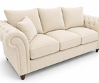 Nicole 3+2 Seater Plush Velvet Cream Sofa - Detailed Angle View 3