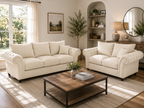 Nicole 3+2 Seater Plush Velvet Cream Sofa - Detailed Angle View 4