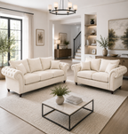 Nicole 3+2 Seater Plush Velvet Cream Sofa - Detailed Angle View 5