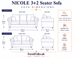 Nicole 3+2 Seater Plush Velvet Cream Sofa - Detailed Angle View 6