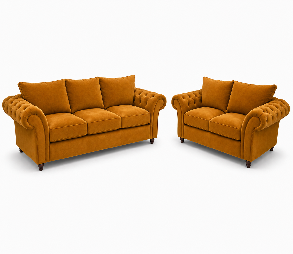 Nicole 3+2 Seater Plush Velvet Mustard Sofa - Luxury UK Living Room Showcase
