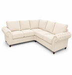 Nicole 5 Seater Corner Plush Velvet Cream Sofa - Luxury UK Living Room Showcase