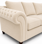 Nicole 5 Seater Corner Plush Velvet Cream Sofa - Detailed Angle View 3