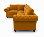 Nicole 5 Seater Corner Plush Velvet Mustard Sofa - Detailed Angle View 2