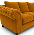 Nicole 5 Seater Corner Plush Velvet Mustard Sofa - Detailed Angle View 3