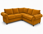 Nicole 5 Seater Corner Plush Velvet Mustard Sofa - Luxury UK Living Room Showcase