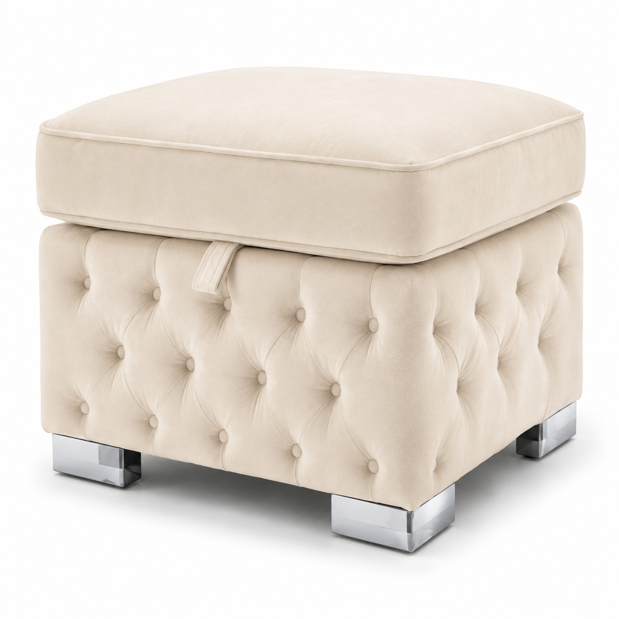 Nicole Large U-Shape Plush Velvet Cream Sofa - Detailed Angle View 6