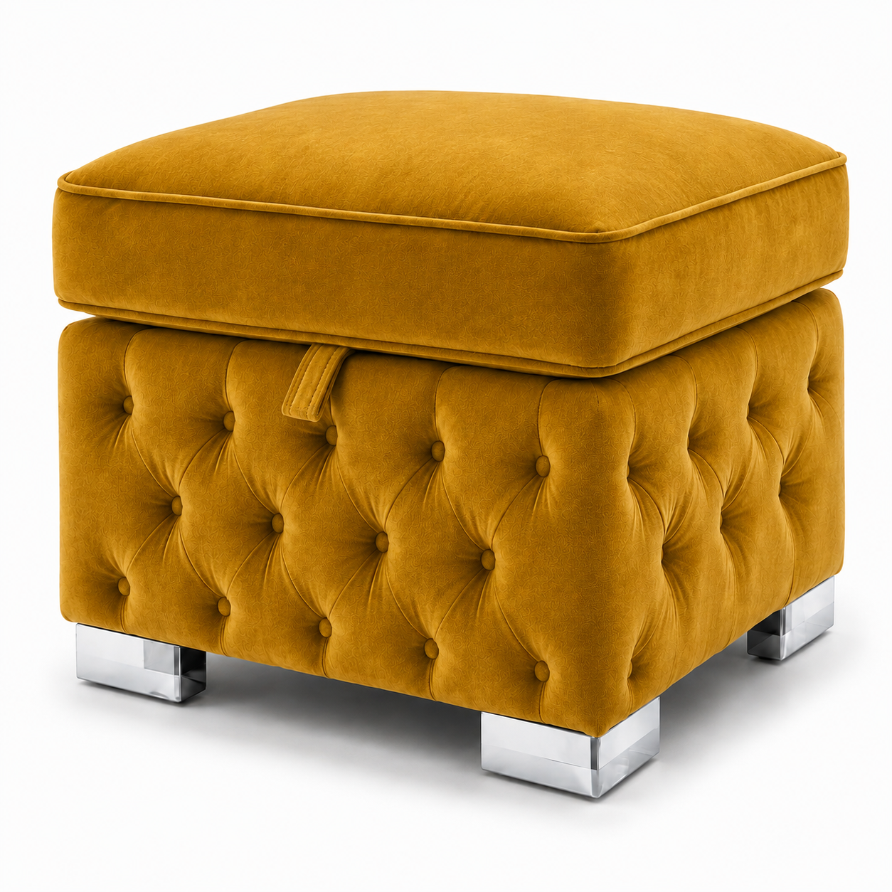 Nicole Large U Shape Plush Velvet Mustard Sofa - Detailed Angle View 6