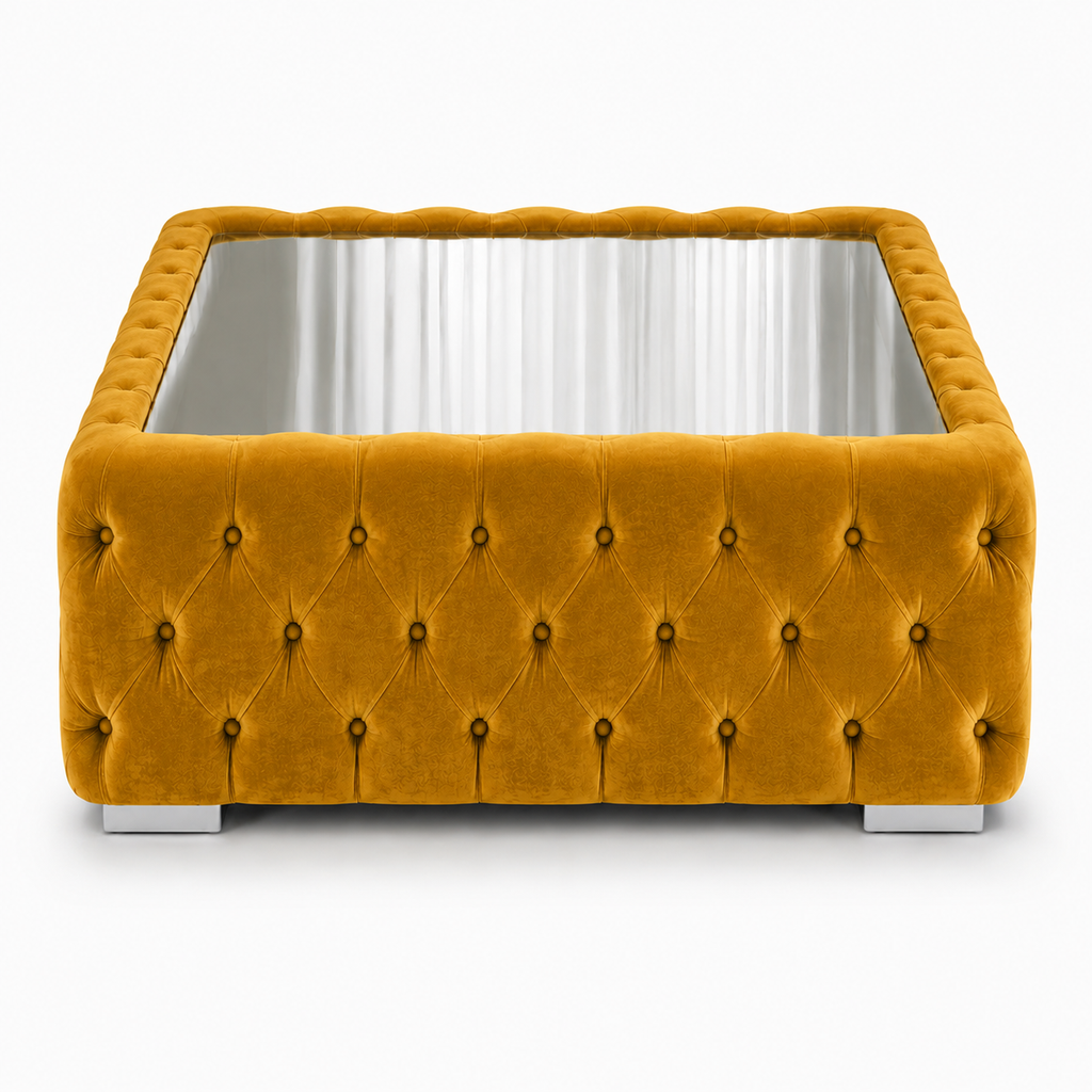 Nicole Large U Shape Plush Velvet Mustard Sofa - Detailed Angle View 7