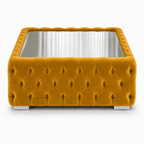 Nicole Large U Shape Plush Velvet Mustard Sofa - Detailed Angle View 7