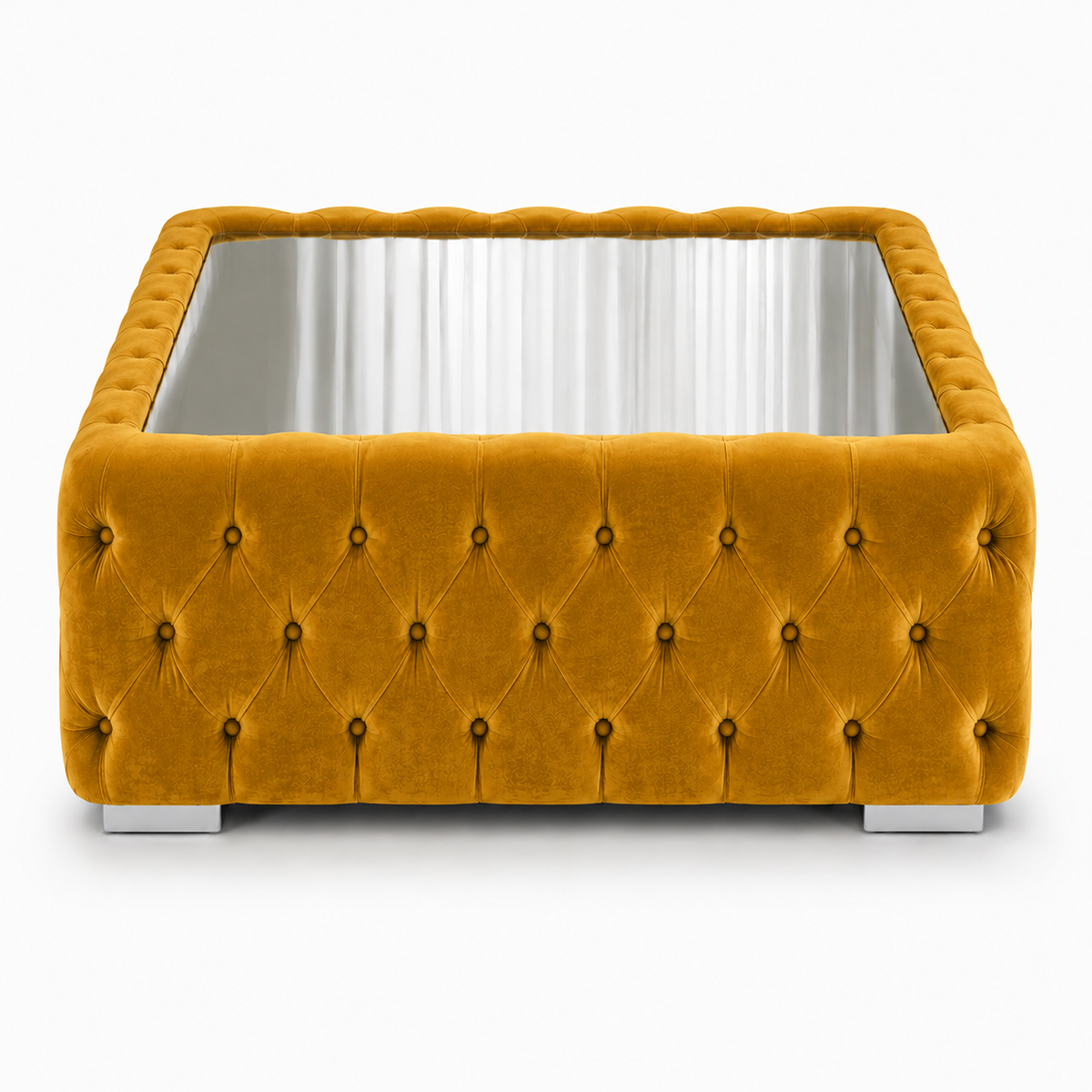 Nicole Large U Shape Plush Velvet Mustard Sofa - Detailed Angle View 7