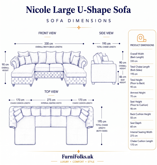 Nicole Large U Shape Plush Velvet Mustard Sofa - Detailed Angle View 8