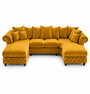 Nicole Large U Shape Plush Velvet Mustard Sofa | Free UK Delivery