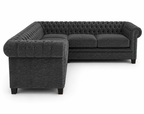Olympia Chesterfield 5 Seater Corner Sofa Chenille Dark Grey Sofa - Detailed Angle View 2