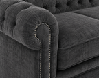 Olympia Chesterfield 5 Seater Corner Sofa Chenille Dark Grey Sofa - Detailed Angle View 3