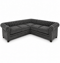 Olympia Chesterfield 5 Seater Corner Sofa Chenille Dark Grey Sofa - Luxury UK Living Room Showcase