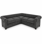 Olympia Chesterfield 5 Seater Corner Sofa Chenille Dark Grey Sofa - Luxury UK Living Room Showcase