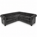 Olympia Chesterfield 5 Seater Corner Sofa Crushed Velvet Dark Grey - Luxury UK Living Room Showcase