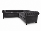 Olympia Chesterfield 5 Seater Corner Sofa Plush Velvet Dark Grey - Detailed Angle View 2
