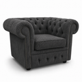 Olympia Chesterfield 1 Seater Jumbo Cord Dark Grey Sofa - Luxury UK Living Room Showcase