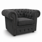 Olympia Chesterfield 1 Seater Jumbo Cord Dark Grey Sofa - Luxury UK Living Room Showcase