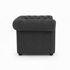 Olympia Chesterfield 1 Seater Jumbo Cord Dark Grey Sofa - Detailed Angle View 2