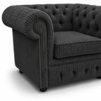 Olympia Chesterfield 1 Seater Jumbo Cord Dark Grey Sofa - Detailed Angle View 3